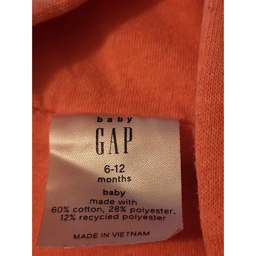 (#L5) Baby Gap fleece Orange Full zip jacket 6-12m